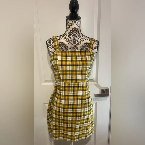 H&M Yellow and Black Plaid Mini Dress - Picture 2 of 4